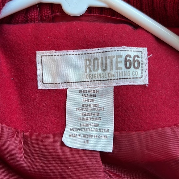 Route66 women’s red wool  short P coat. Zip under sweaterButton front LG - Picture 4 of 7